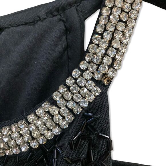 Mac Duggal Black Maxi Dress Beaded Sleeveless High Neck Column Gown 93742 Sz 4 - Picture 11 of 16